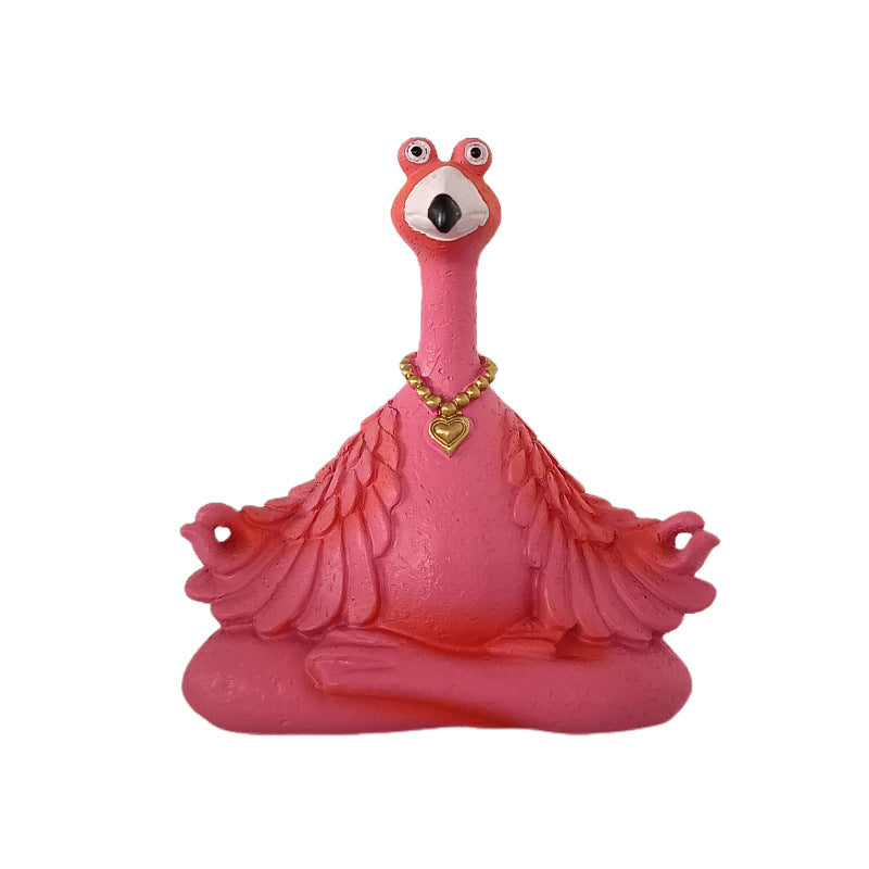 Outdoor Decoration Flamingo Yoga Meditation Statue Garden Ornament -3 Shapes
