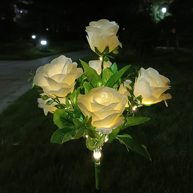 7-head solar rose flower light outdoor decoration set