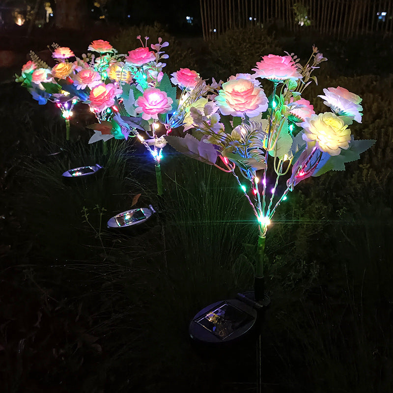 7-head solar LED outdoor simulation hibiscus lantern