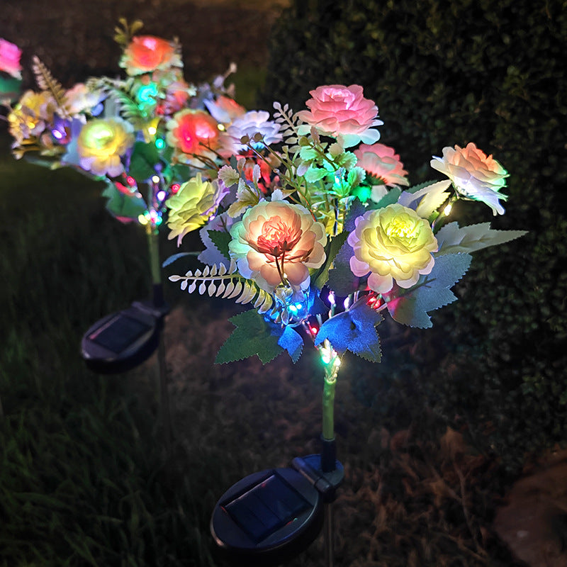 7-head solar LED outdoor simulation hibiscus lantern
