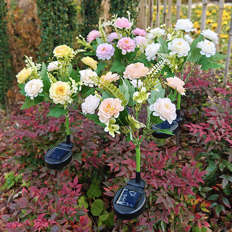 7-head solar LED outdoor simulation hibiscus lantern