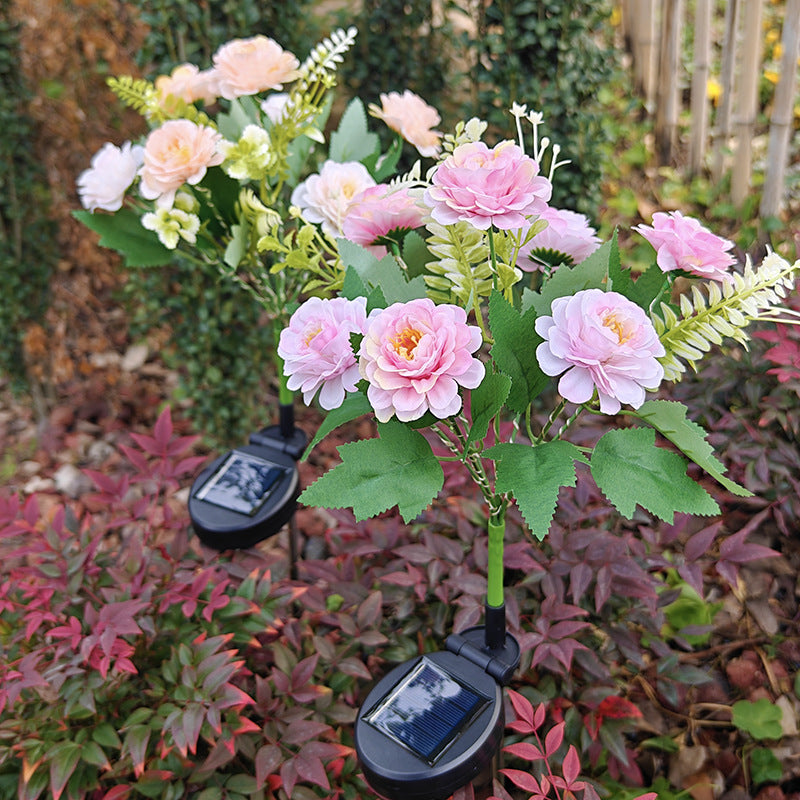 7-head solar LED outdoor simulation hibiscus lantern
