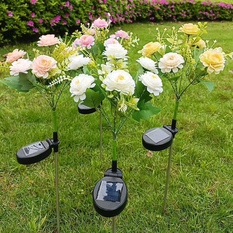 7-head solar LED outdoor simulation hibiscus lantern