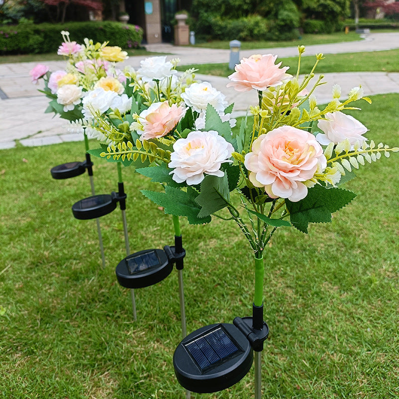 7-head solar LED outdoor simulation hibiscus lantern