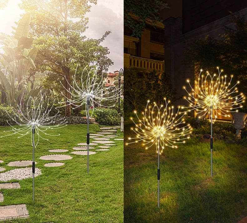 Solar powered fireworks lights, dandelion decorative lights,three in one group-2 options