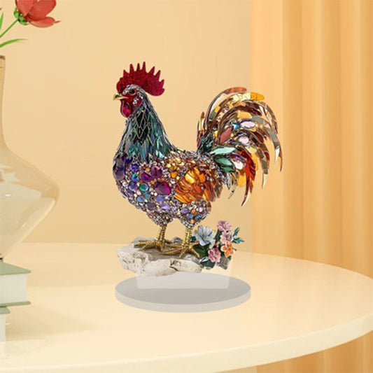 Colorful Lucky Rooster 2D Flat Acrylic Decorative Ornaments