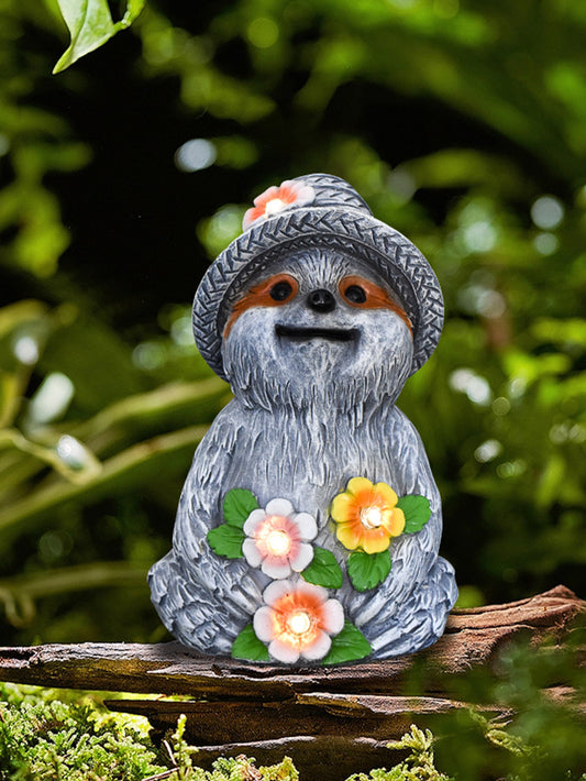 Solar-Powered Sloth Fairy Garden Statue