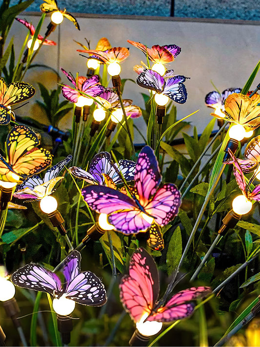 Solar-Powered LED Firefly Butterfly Garden Lights – Rustic Outdoor Decor
