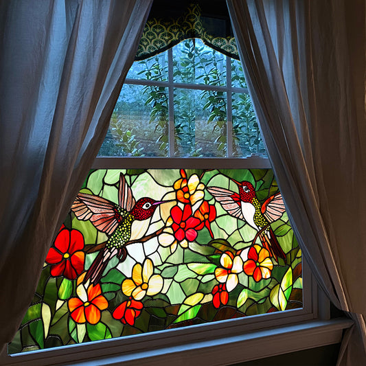 Colored flower static glass sticker