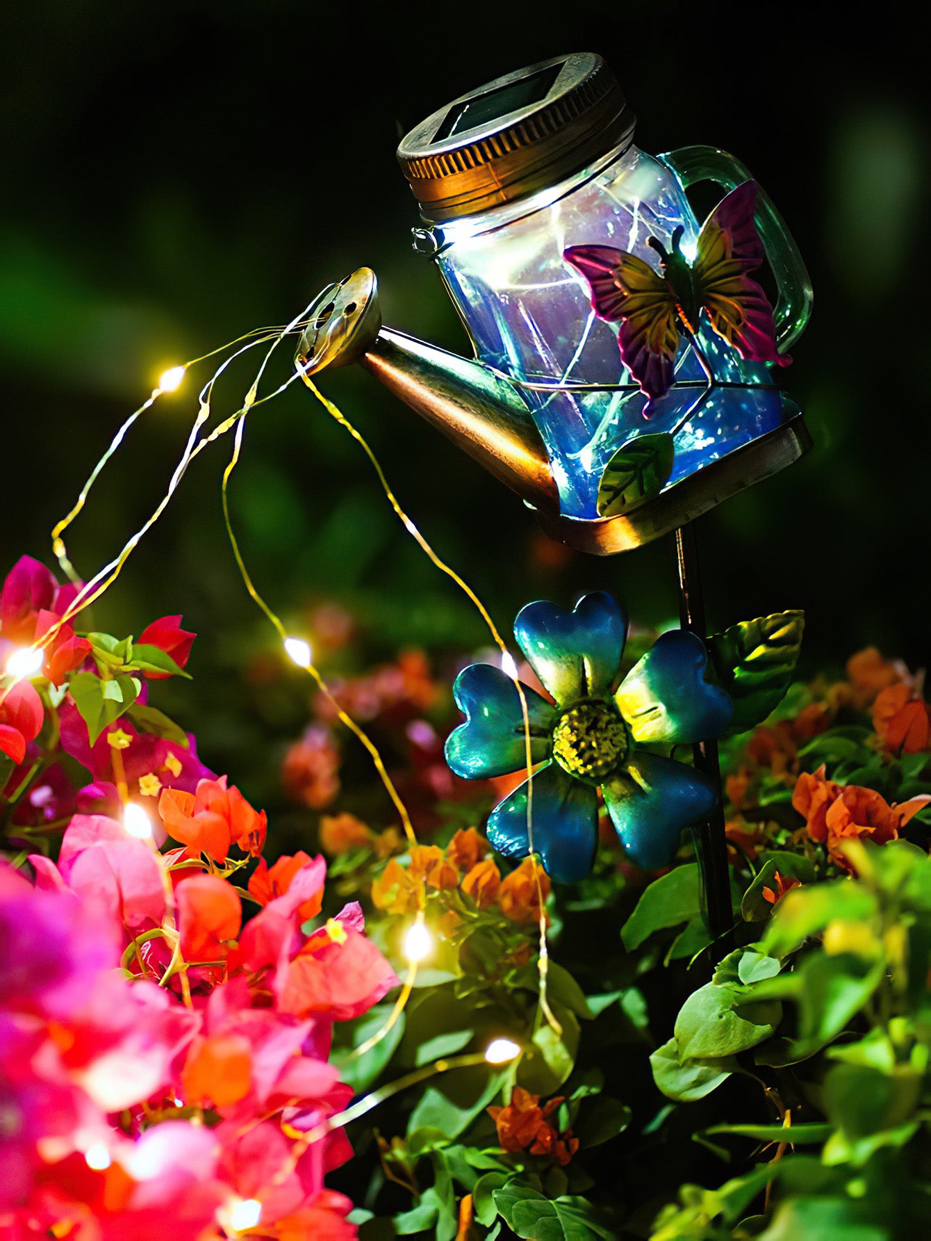 Solar Iron Art Watering Can Lantern - Outdoor Waterproof Courtyard Decoration