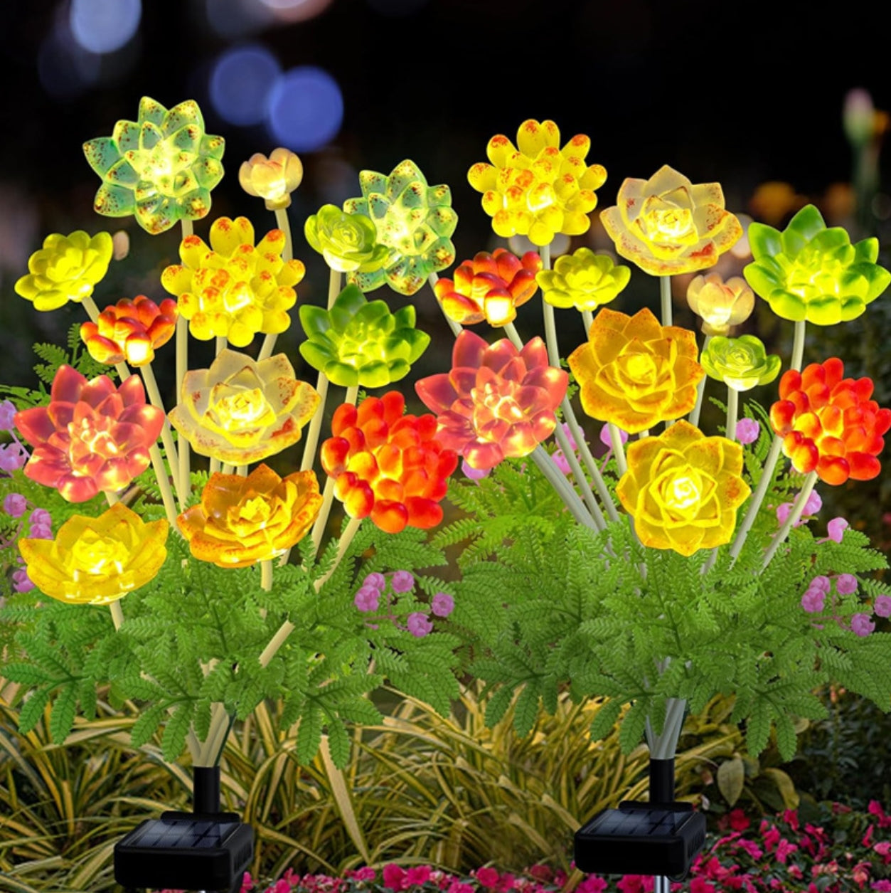 Solar powered succulent lantern courtyard atmosphere light