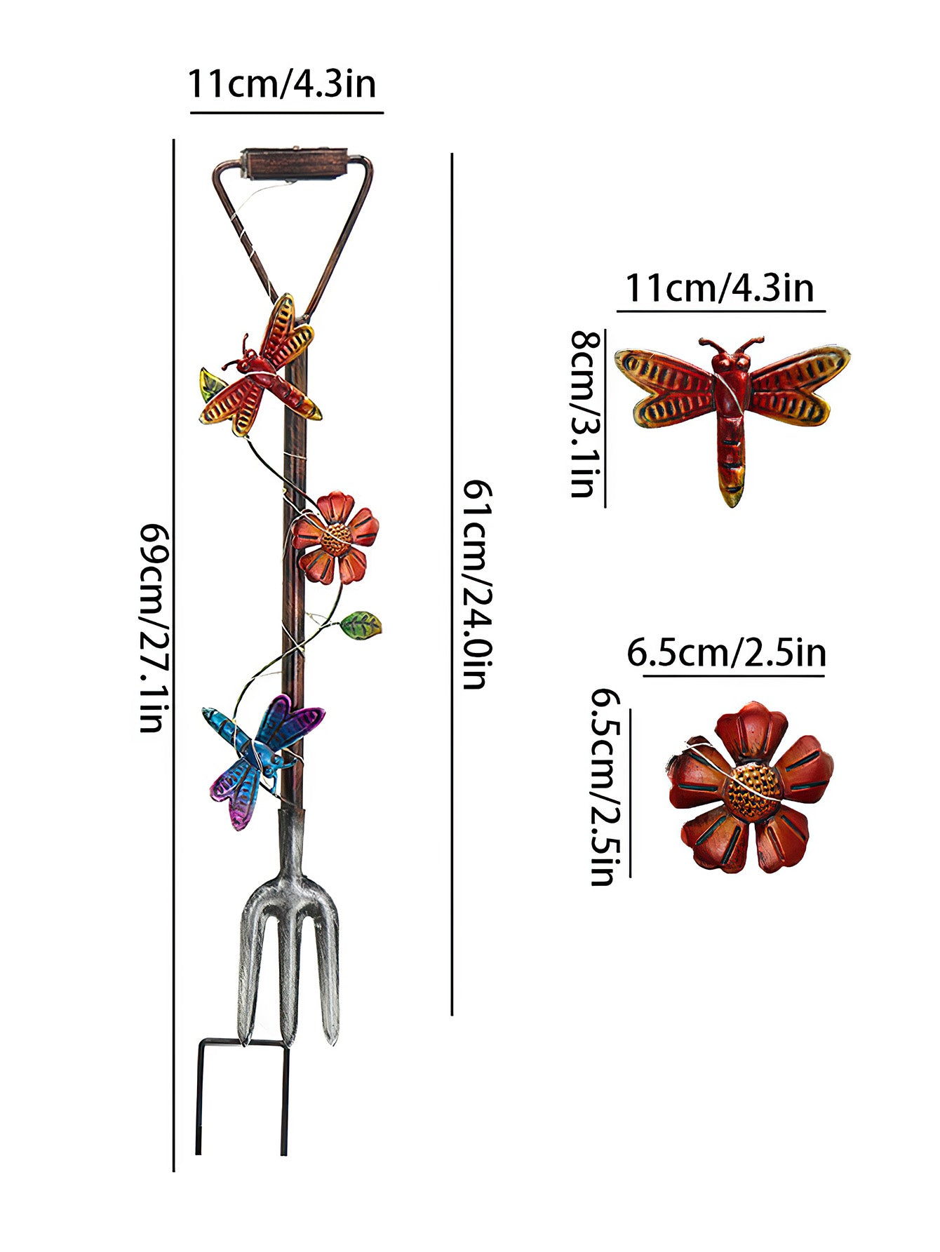 Iron butterfly dragonfly shaped garden decorative light -3 options