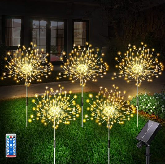 Solar powered fireworks lights, dandelion decorative lights,three in one group-2 options