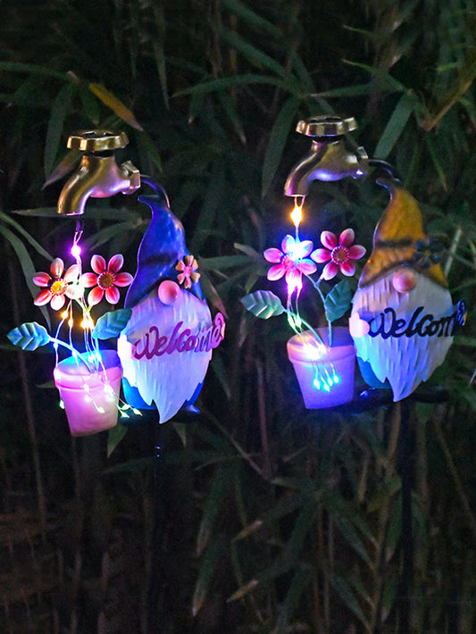 Solar-Powered Sprinkler Gnome Lawn Lights