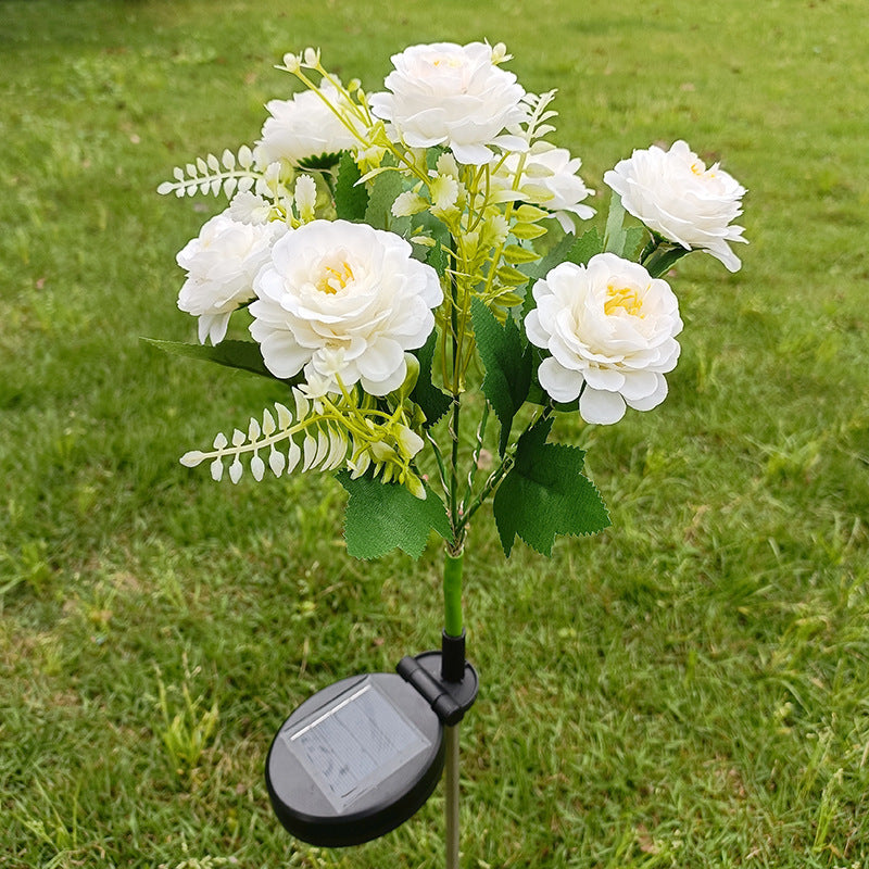 7-head solar LED outdoor simulation hibiscus lantern
