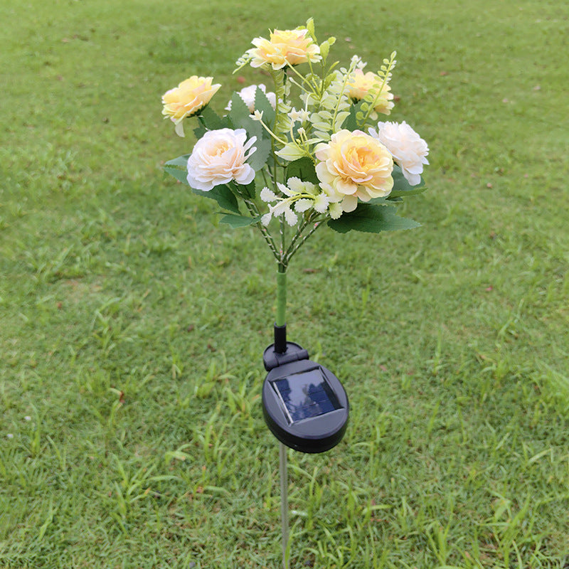 7-head solar LED outdoor simulation hibiscus lantern