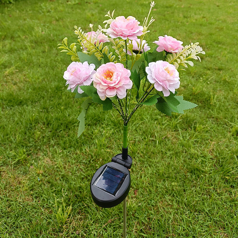 7-head solar LED outdoor simulation hibiscus lantern