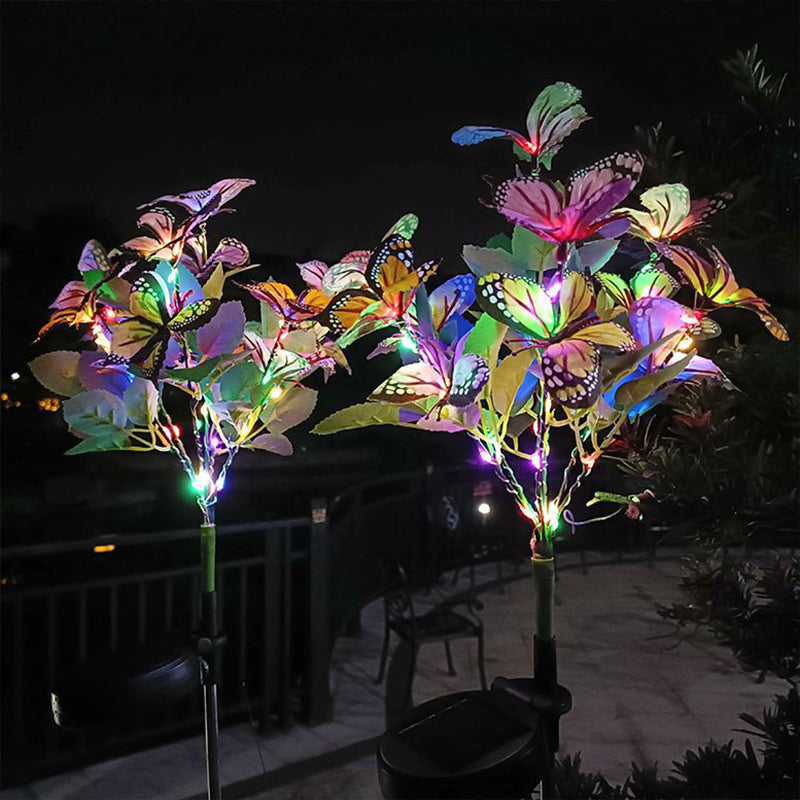 Solar-Powered Colorful LED Butterfly Floral Stake Light