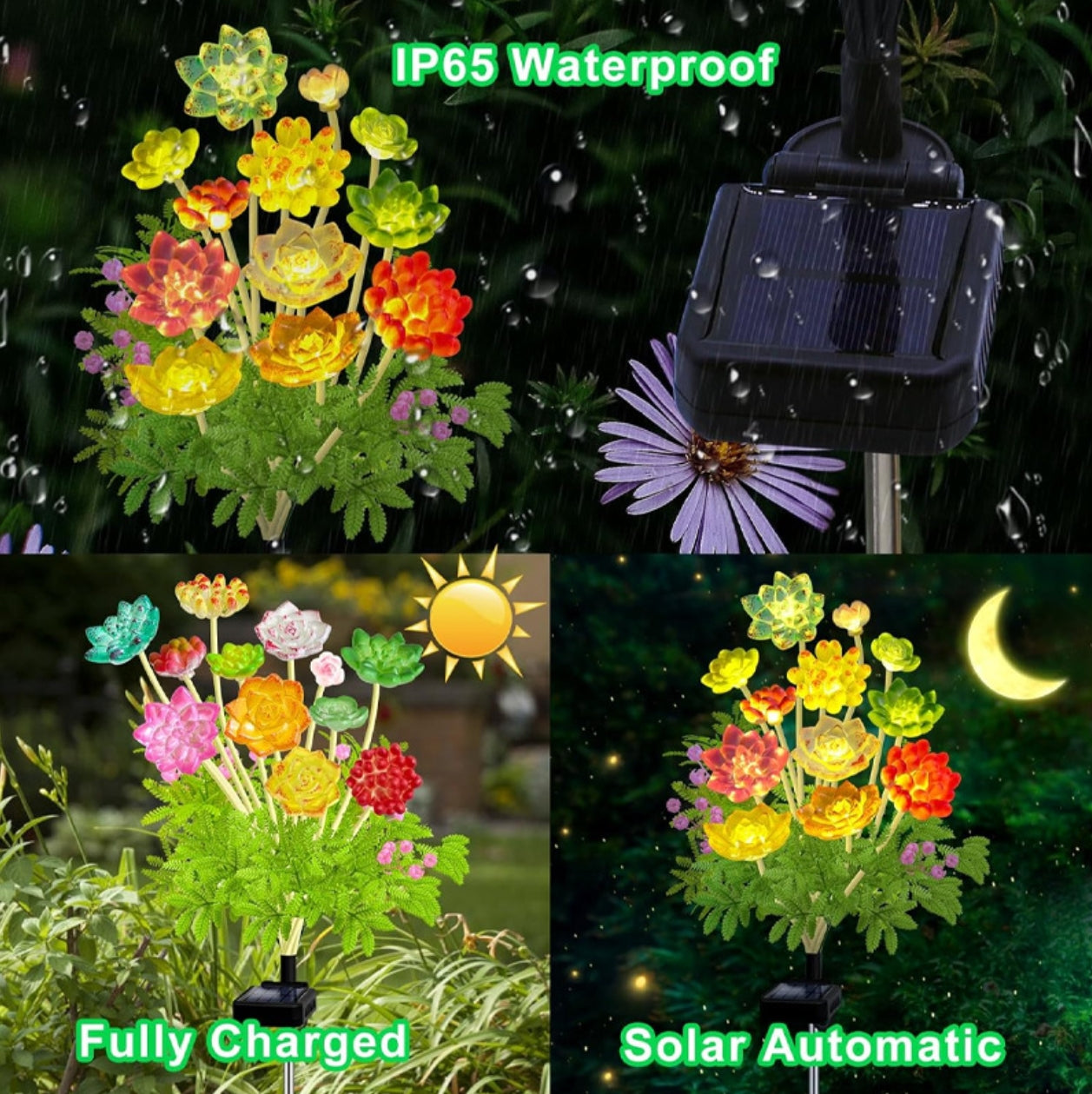 Solar powered succulent lantern courtyard atmosphere light