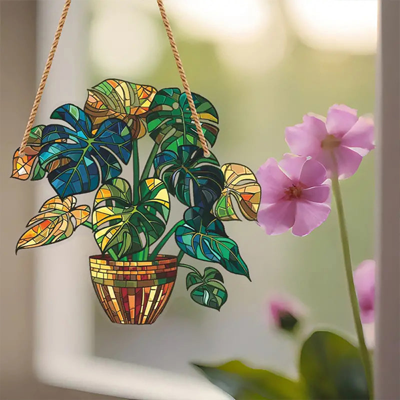 Acrylic painted hemp rope window decoration pendant