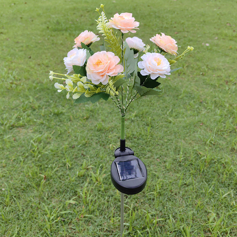 7-head solar LED outdoor simulation hibiscus lantern