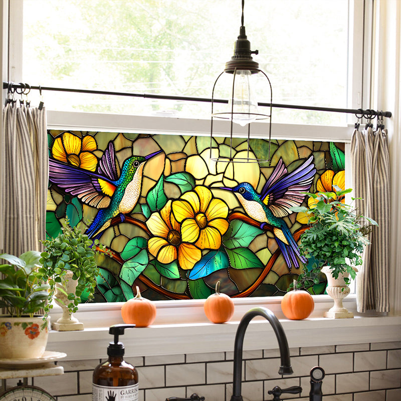 Colored flower static glass sticker
