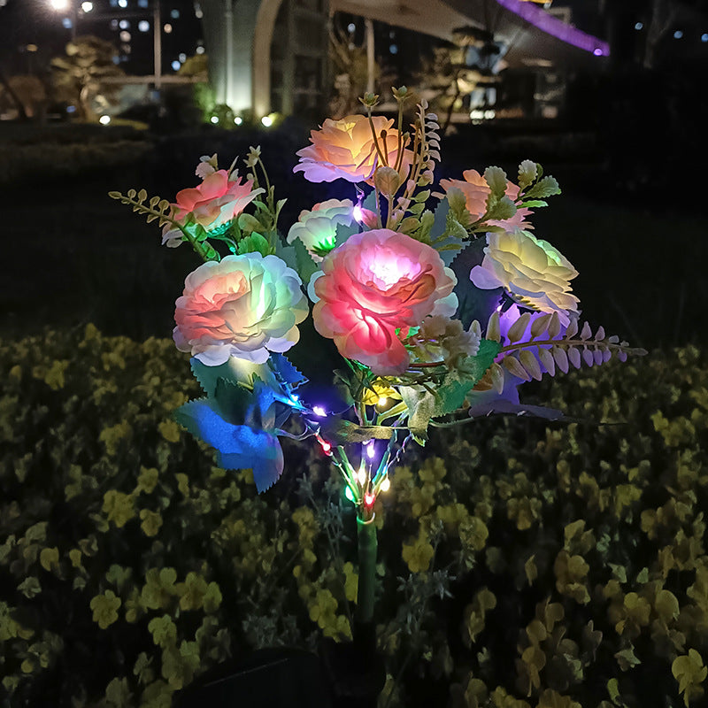 7-head solar LED outdoor simulation hibiscus lantern