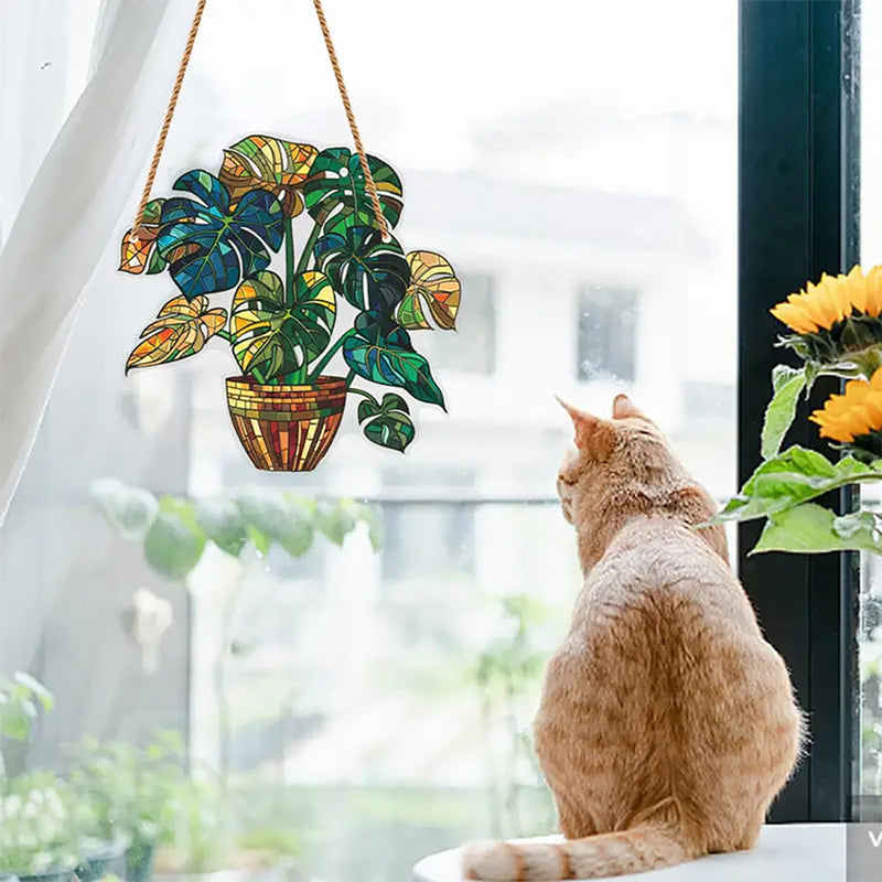 Acrylic painted hemp rope window decoration pendant