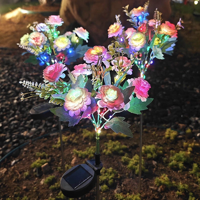 7-head solar LED outdoor simulation hibiscus lantern