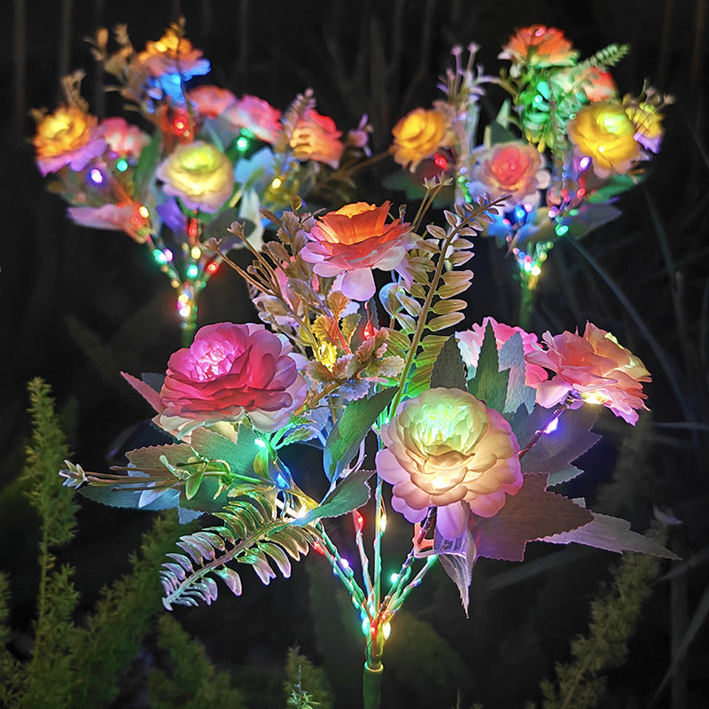 7-head solar LED outdoor simulation hibiscus lantern