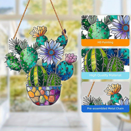 Cactus Potted Decorative Colored Acrylic Window Hanging