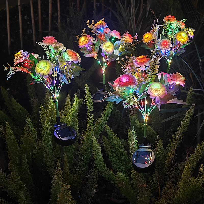 7-head solar LED outdoor simulation hibiscus lantern