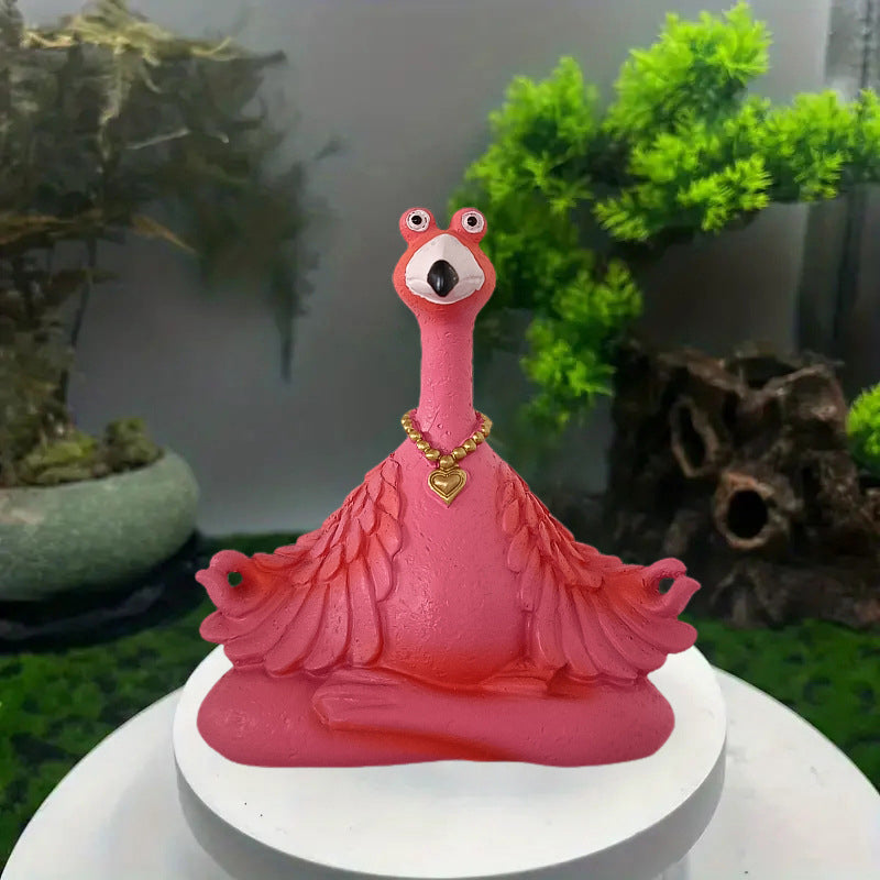 Outdoor Decoration Flamingo Yoga Meditation Statue Garden Ornament -3 Shapes