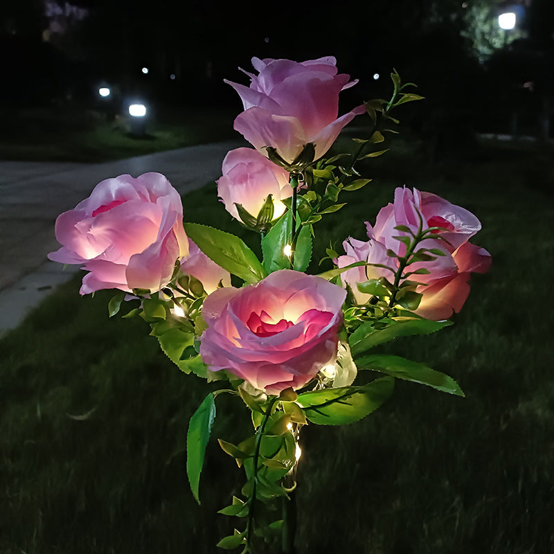 7-head solar rose flower light outdoor decoration set