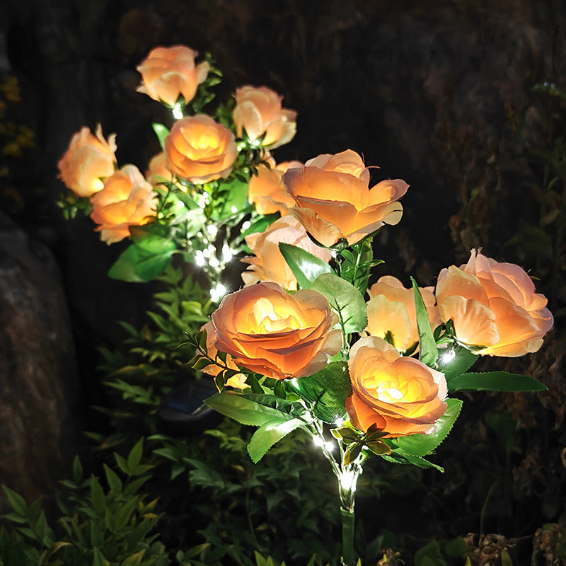 7-head solar rose flower light outdoor decoration set