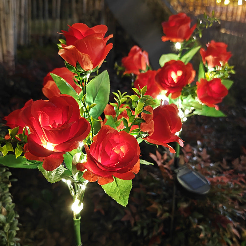 7-head solar rose flower light outdoor decoration set