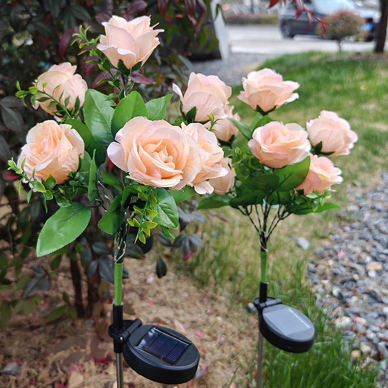 7-head solar rose flower light outdoor decoration set