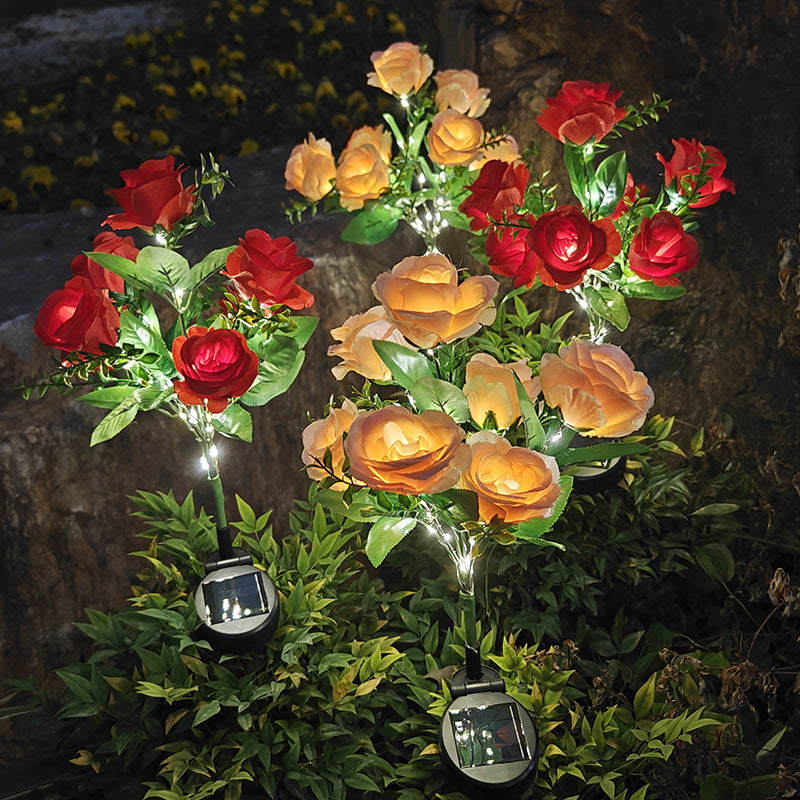 7-head solar rose flower light outdoor decoration set