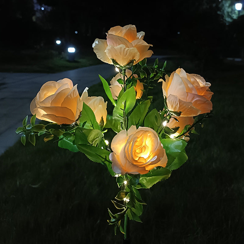 7-head solar rose flower light outdoor decoration set