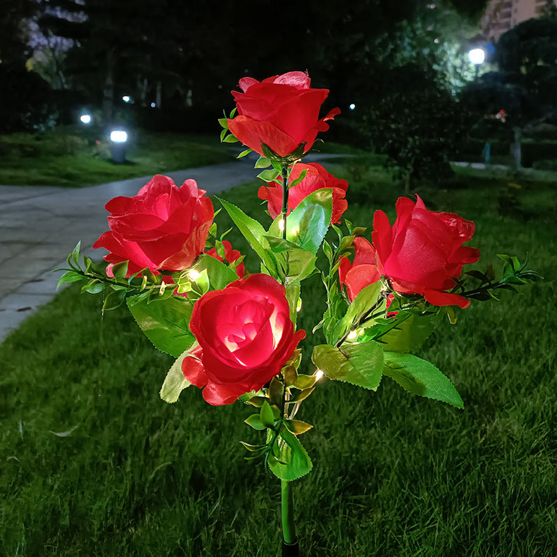 7-head solar rose flower light outdoor decoration set