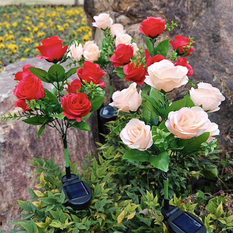 7-head solar rose flower light outdoor decoration set